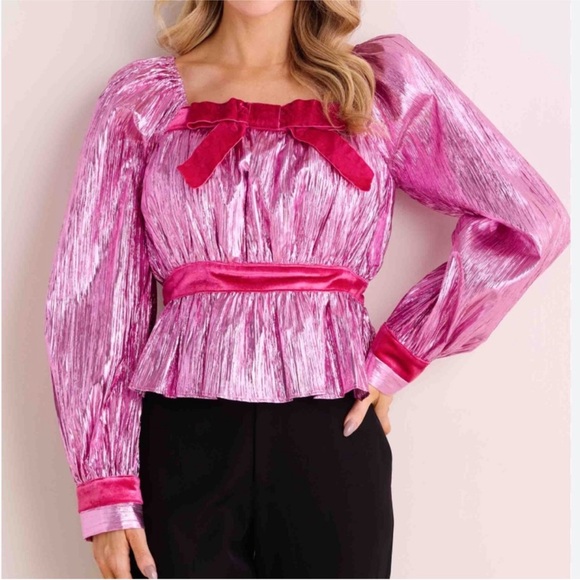 Avara Tops - Avara Pink Bow Top SZ XL NWOT